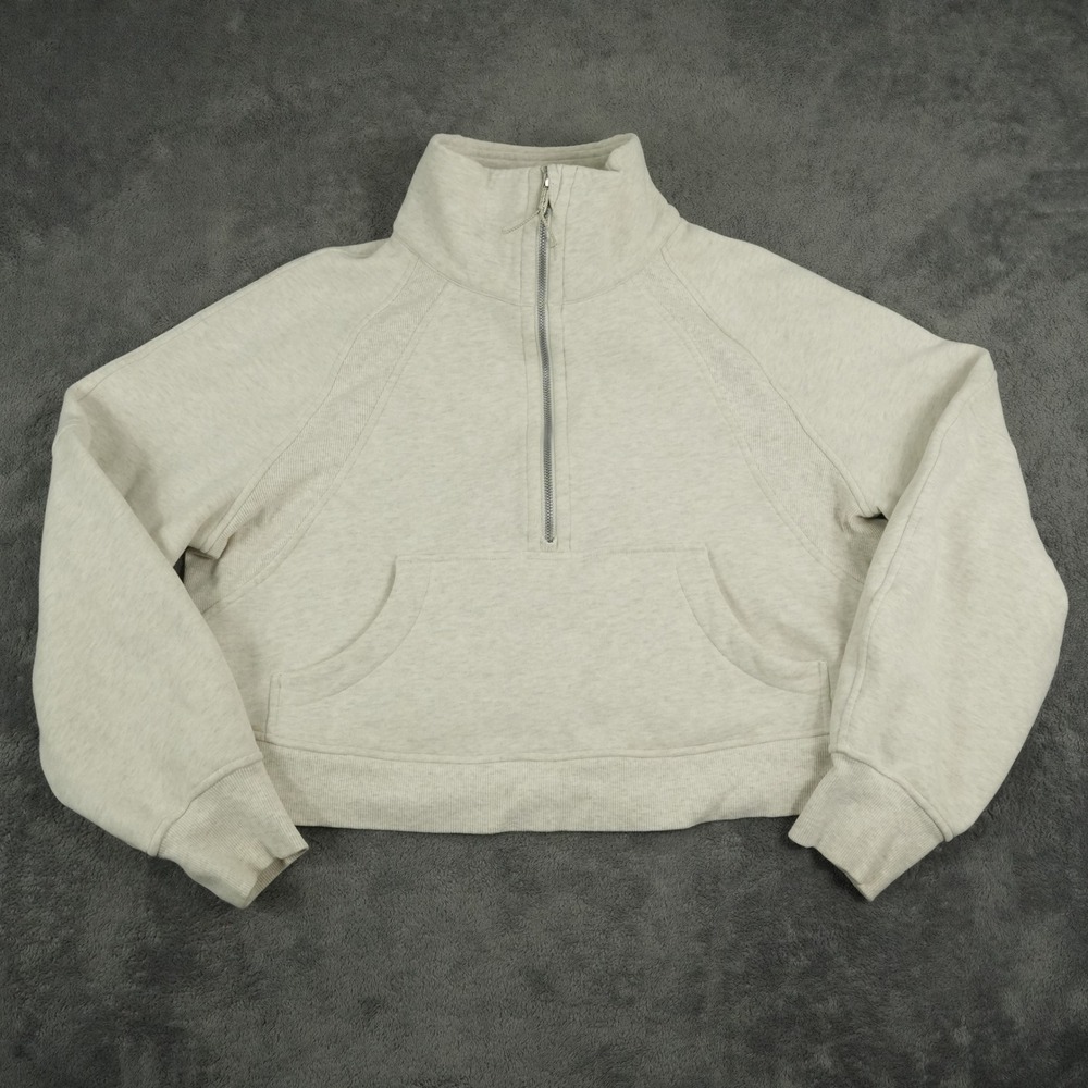 Lululemon Scuba Oversized Half-Zip Funnel Neck Womens M/L Heathered Bone LW3HYXS - Picture 2 of 14